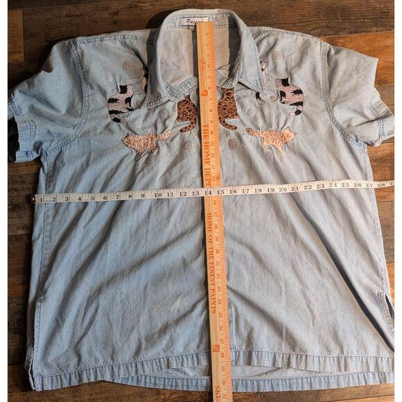 Passion 3X Embroidered Cat Denim Shirt - Picture 4 of 8